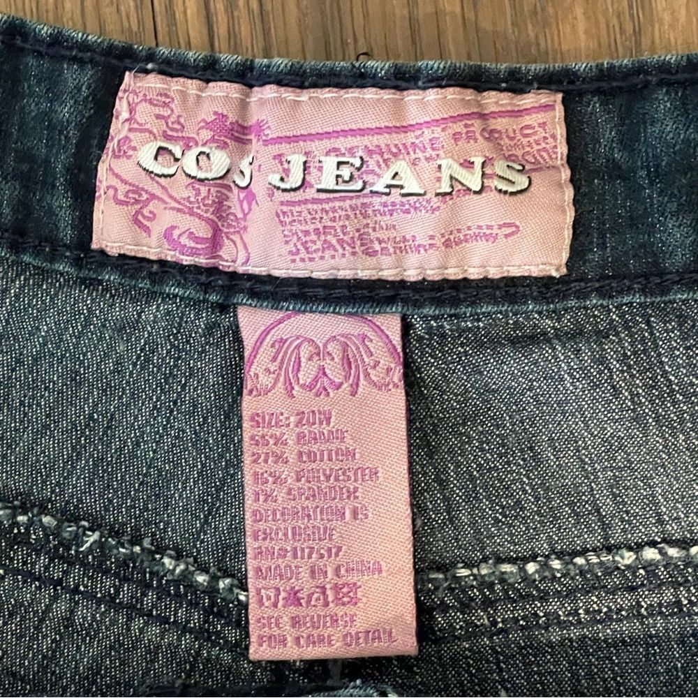 Vintage Y2K COS Cosmopolitan Jeans Stretchy Jeans Blue With Gold Embroidery 20W - Picture 5 of 13